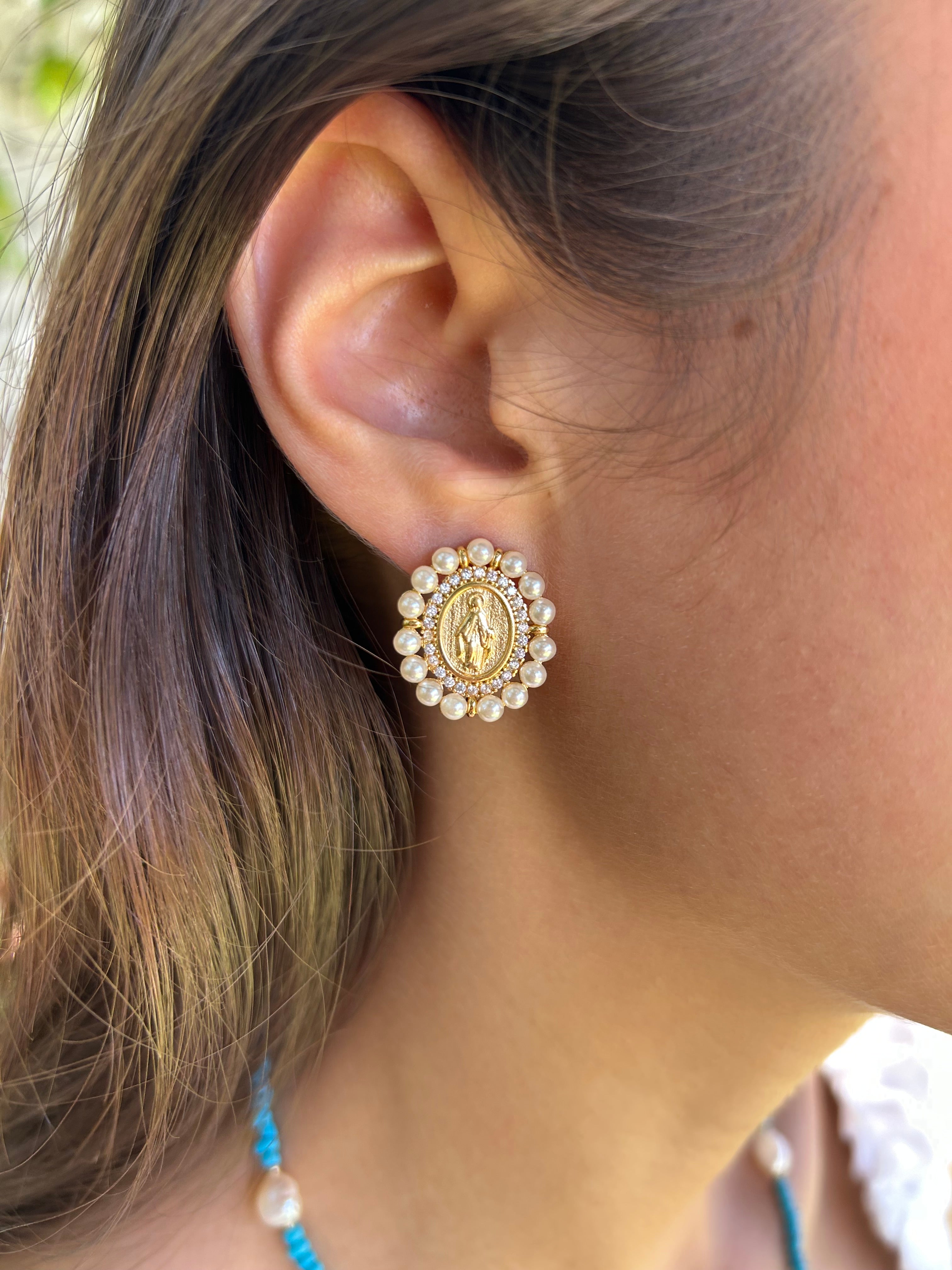Our Lady Pearl Earrings