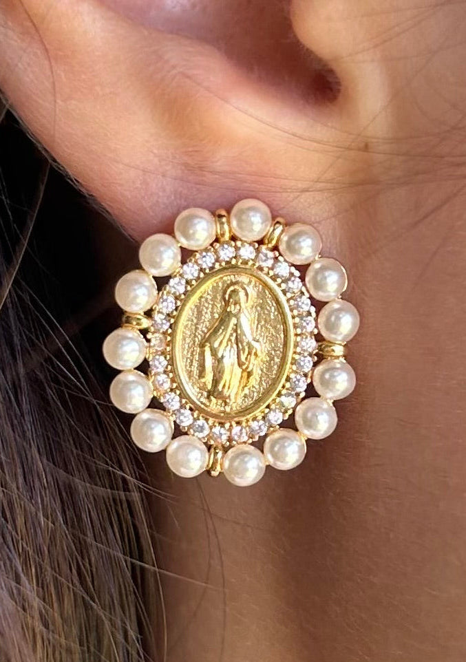 Our Lady Pearl Earrings