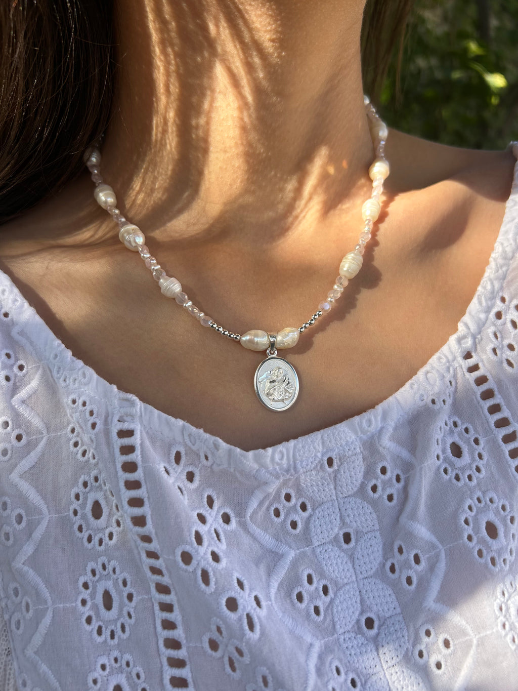 Our Lady Undoer of Knots Pink Handmade Necklace