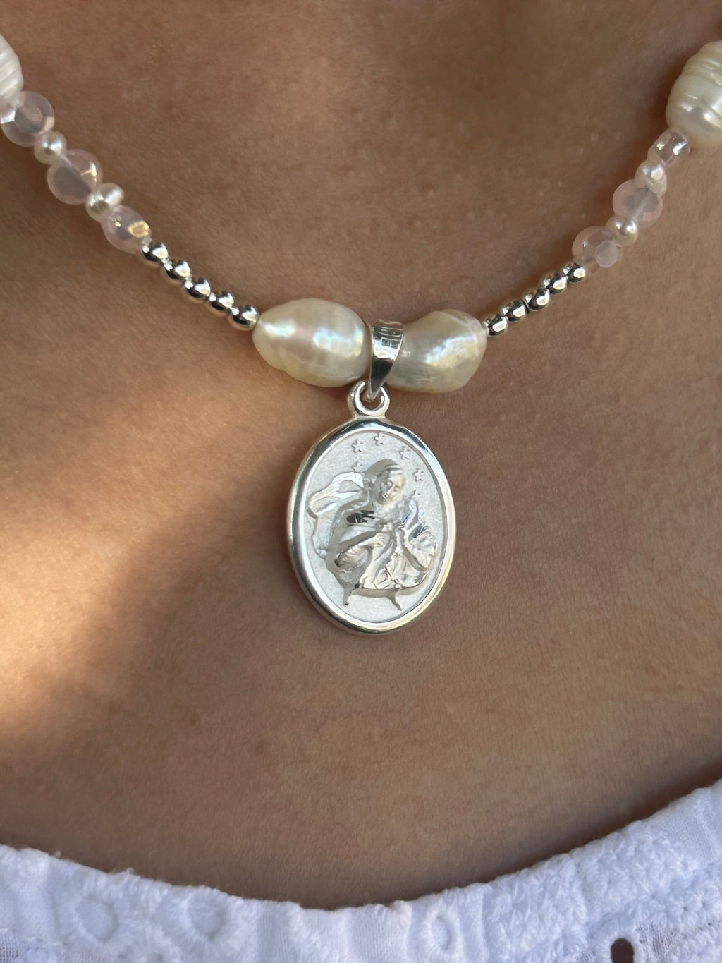 Our Lady Undoer of Knots Pink Handmade Necklace