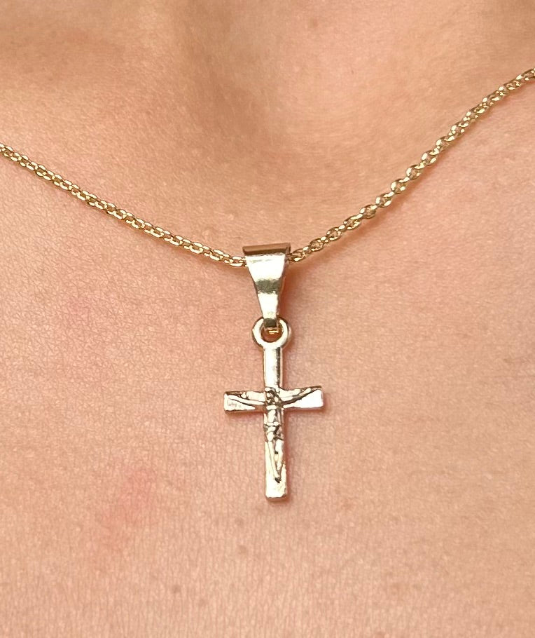 Crucifix 14k gold toned
