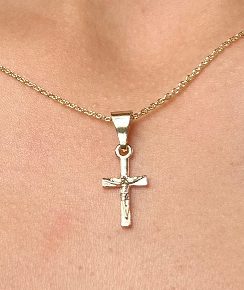 Crucifix 14k gold toned