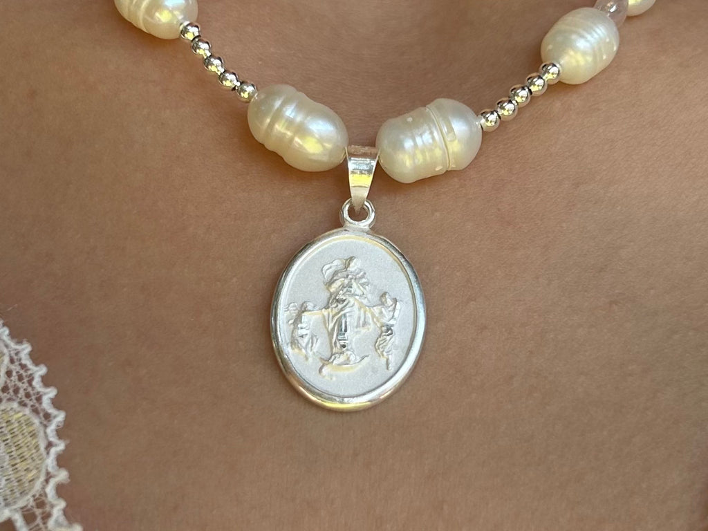 Our Lady Undoer of Knots Pearl 15in Necklace