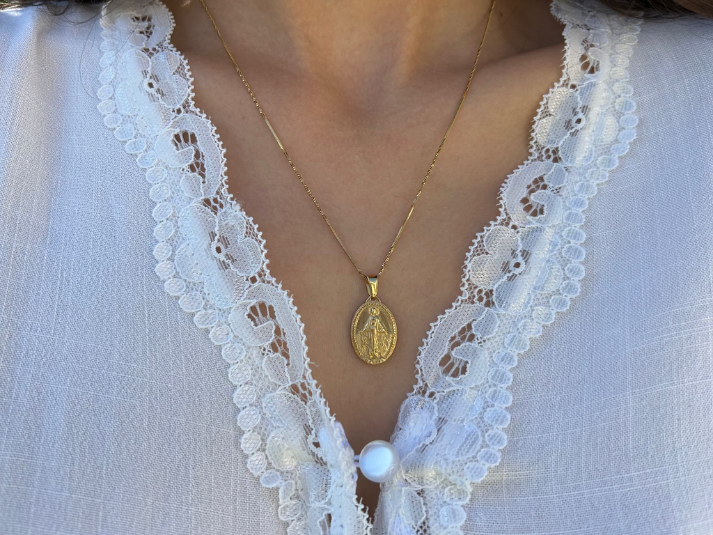 Our Lady of the Miraculous Medal Necklace Stainless Steel