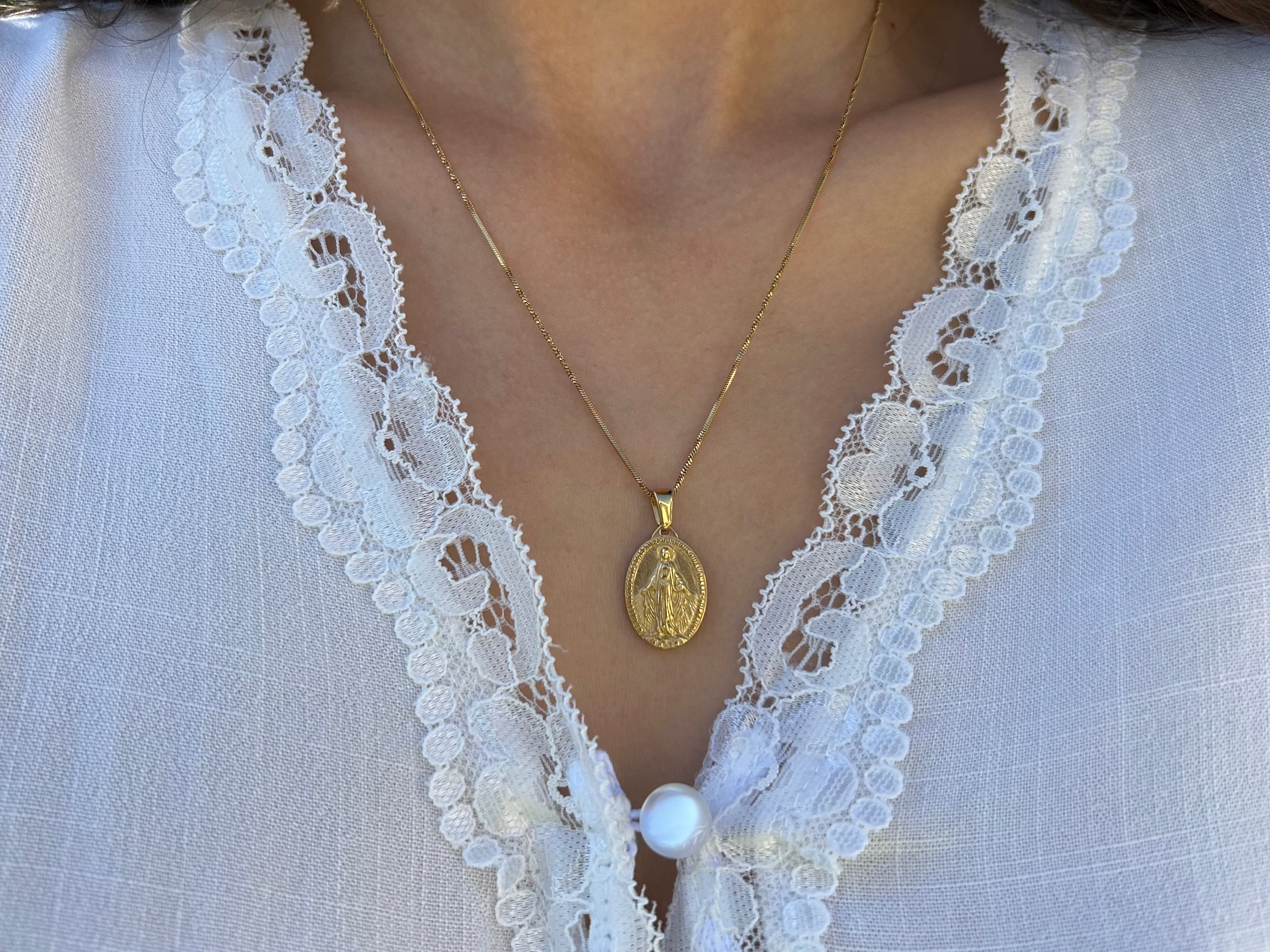Our Lady of the Miraculous Medal Necklace Stainless Steel