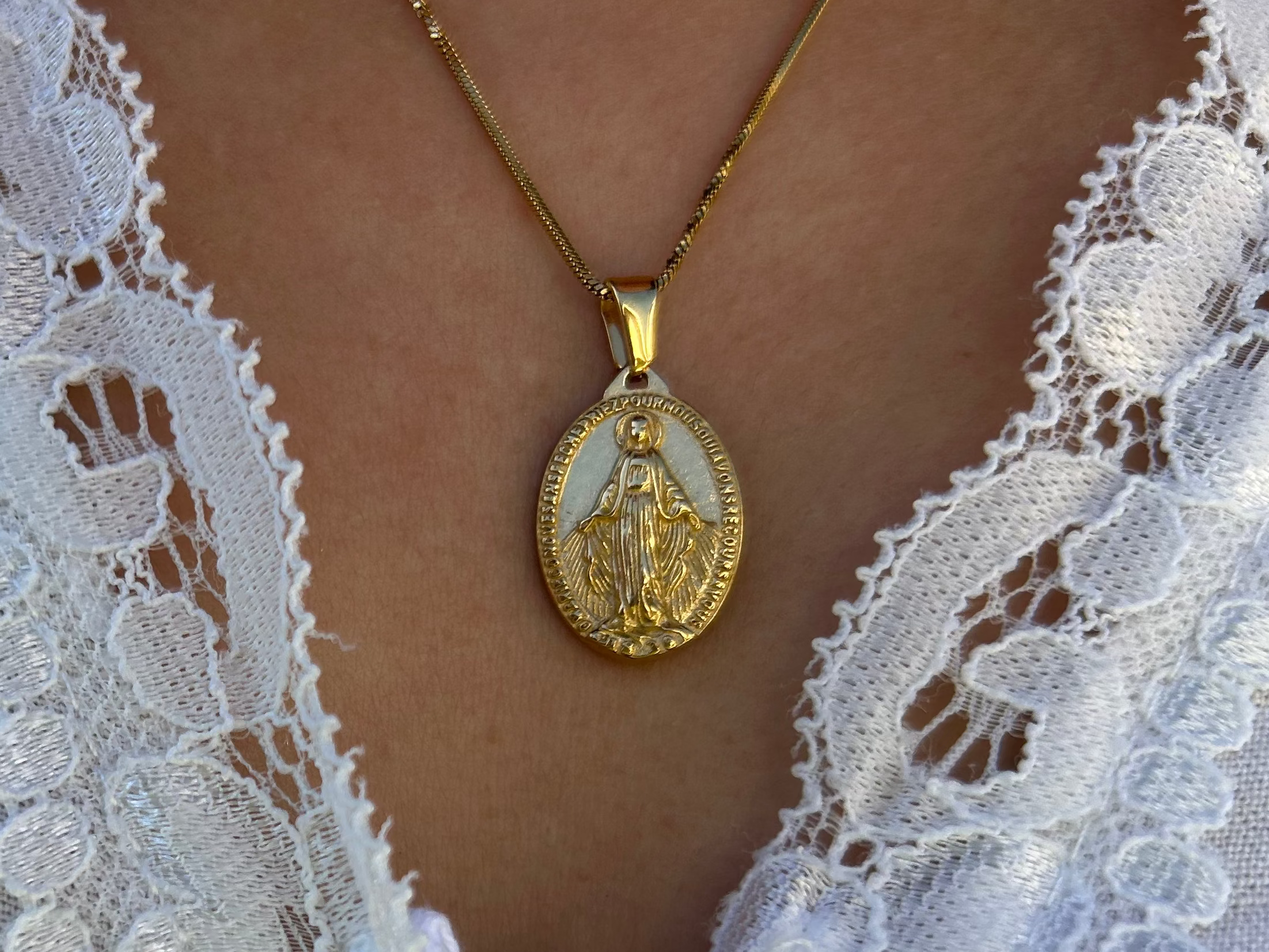 Our Lady of the Miraculous Medal Necklace Stainless Steel