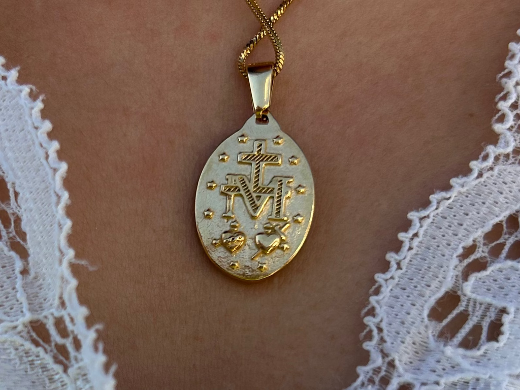 Our Lady of the Miraculous Medal Necklace Stainless Steel