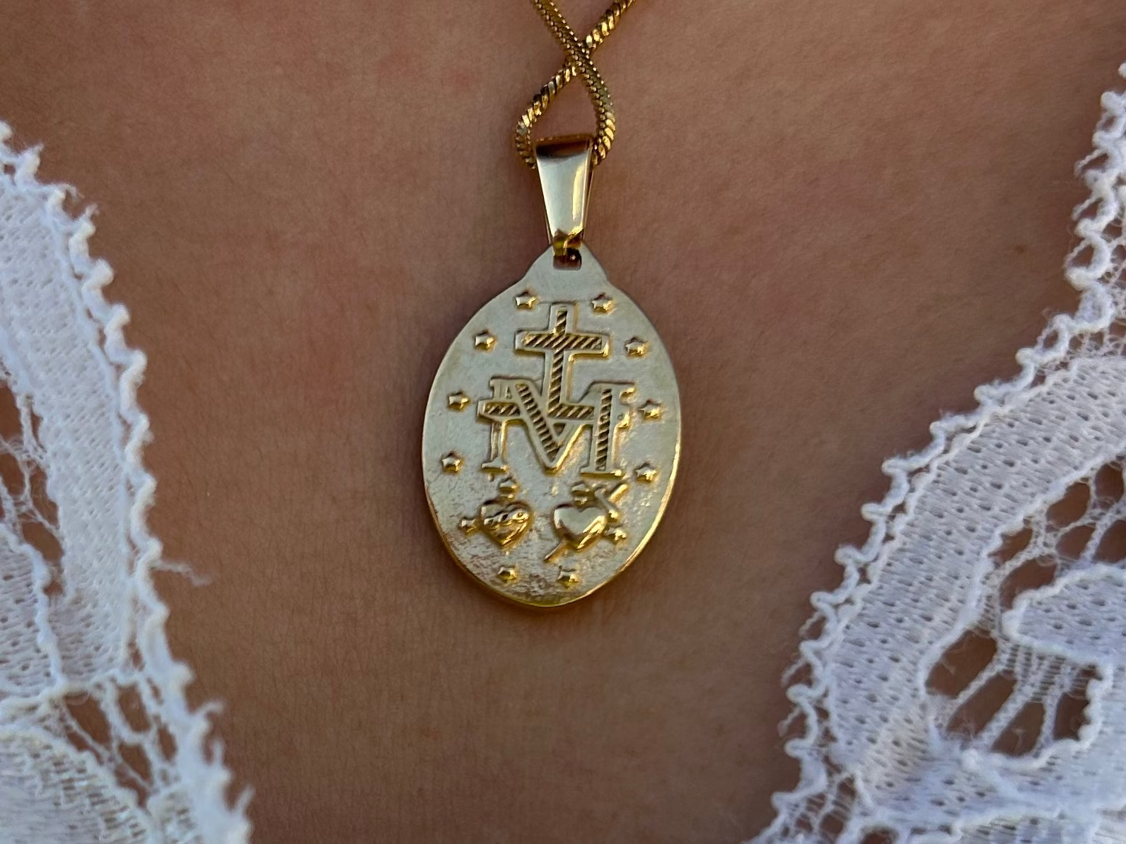 Our Lady of the Miraculous Medal Necklace Stainless Steel