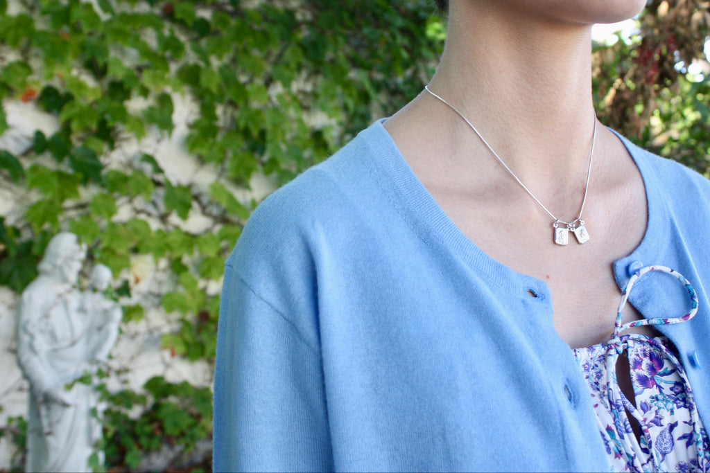 Catholic Scapular Sterling Silver Necklace - Smooth Chain