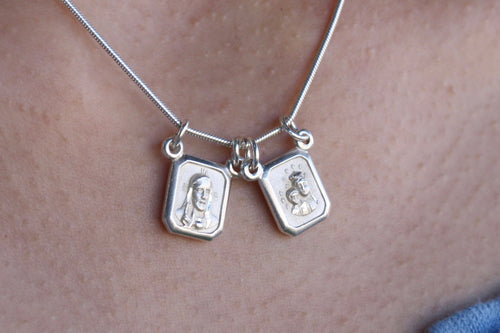 Catholic Scapular Sterling Silver Necklace - Smooth Chain