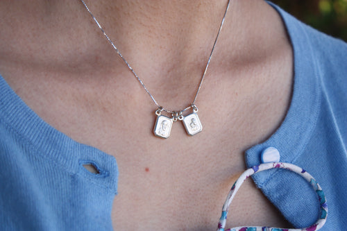 Catholic Scapular Sterling Silver Necklace - Fine Box Chain