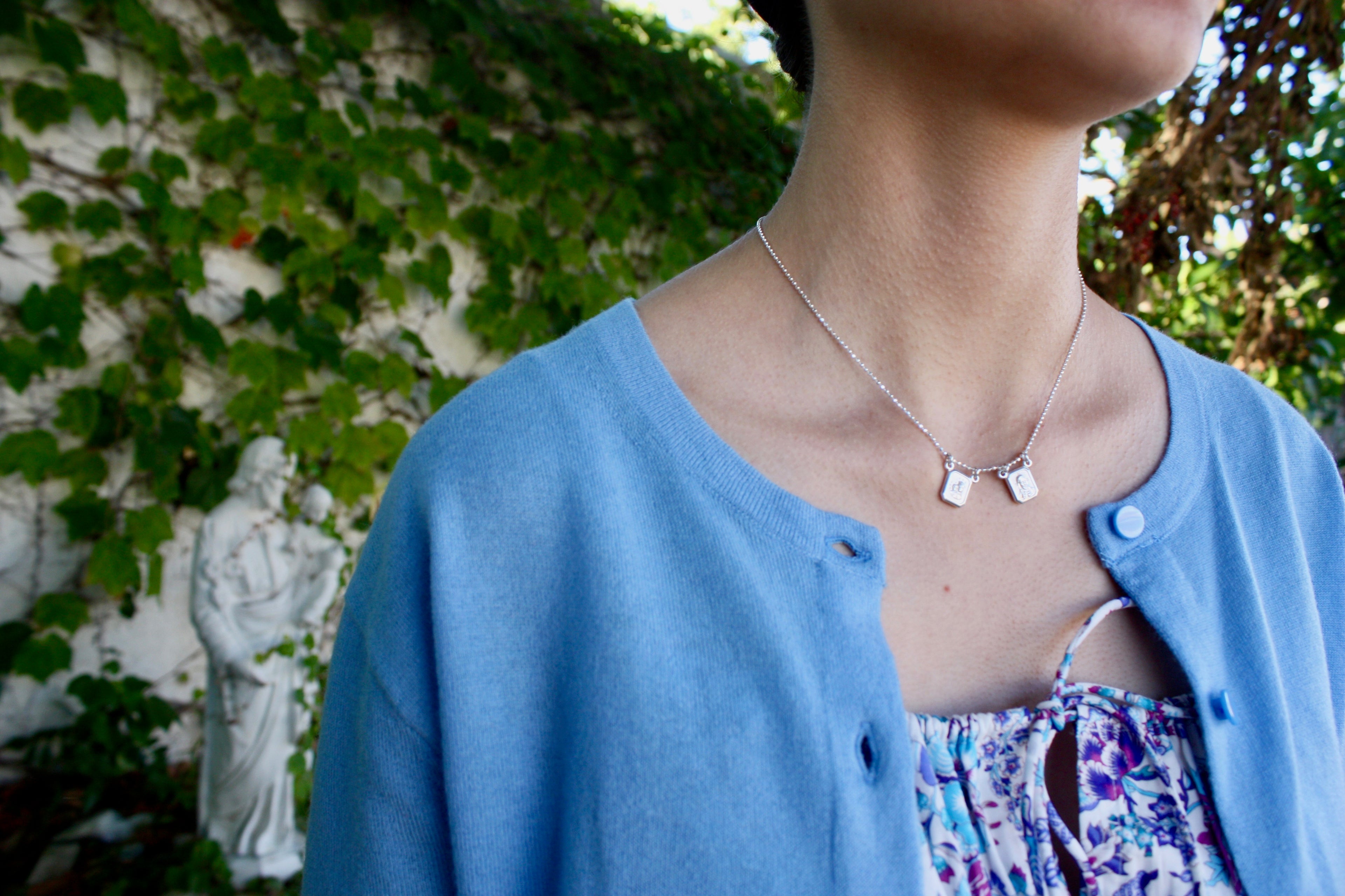 Scapular Sterling Silver Necklace - Dot Chain