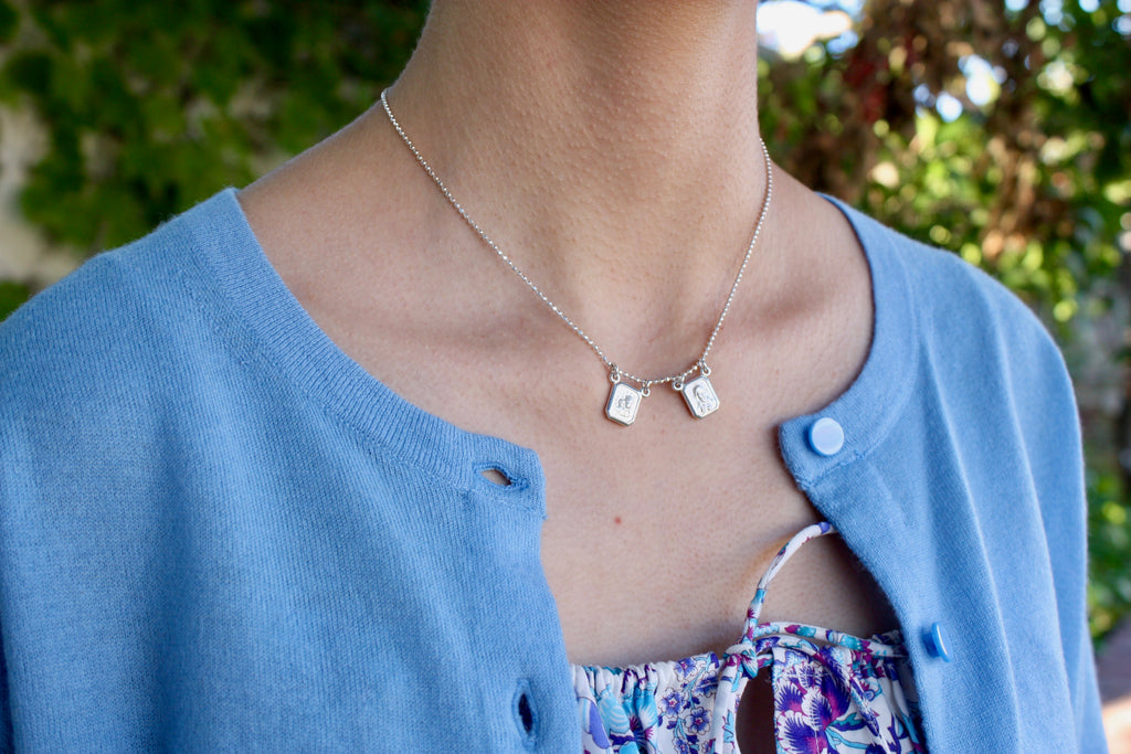 Scapular Sterling Silver Necklace - Dot Chain