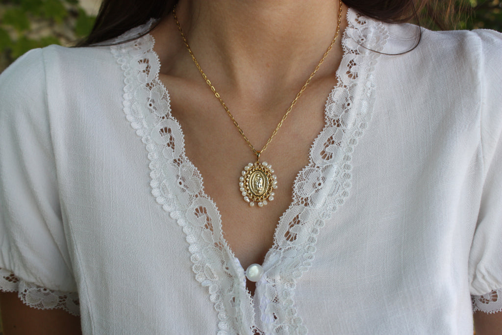Our Lady of Guadalupe Pearl Necklace