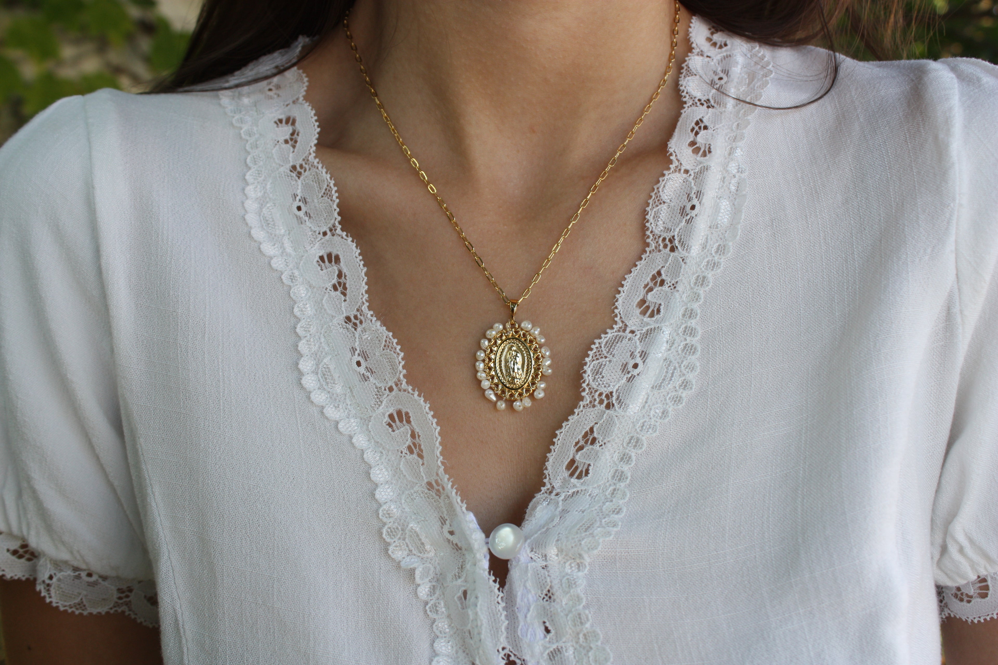 Our Lady of Guadalupe Pearl Necklace