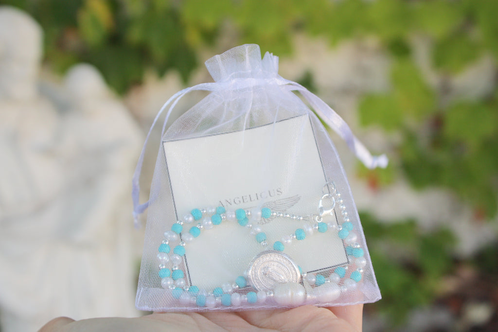 Our Lady of Guadalupe Turquoise Pearl Necklace