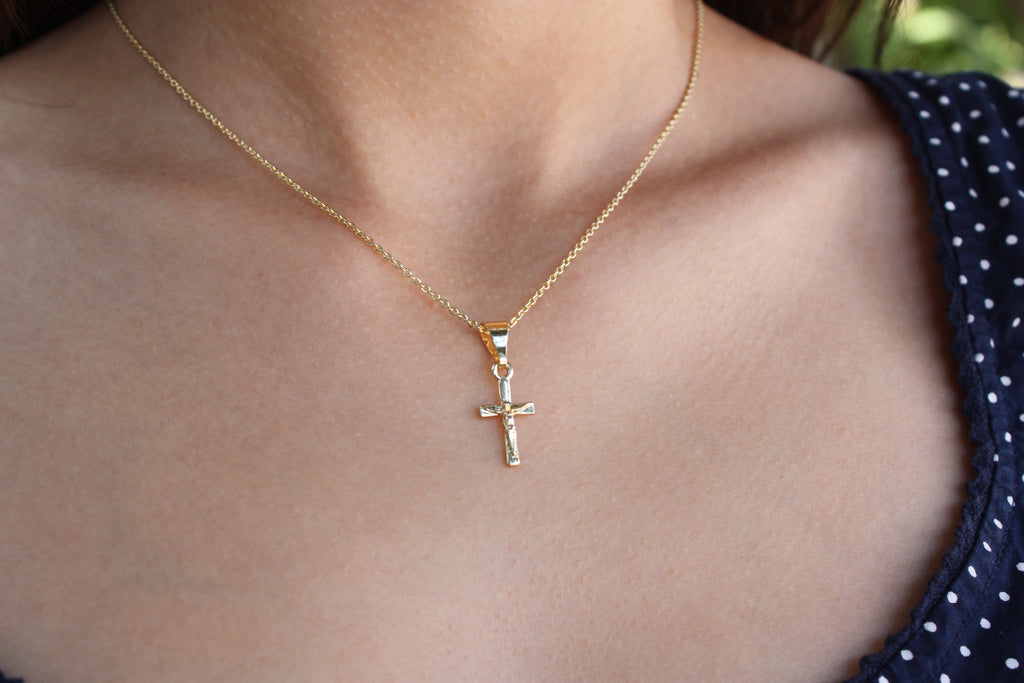 Crucifix 14k gold toned